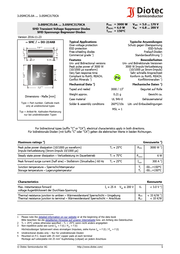 3.0SMCJ8.5CA