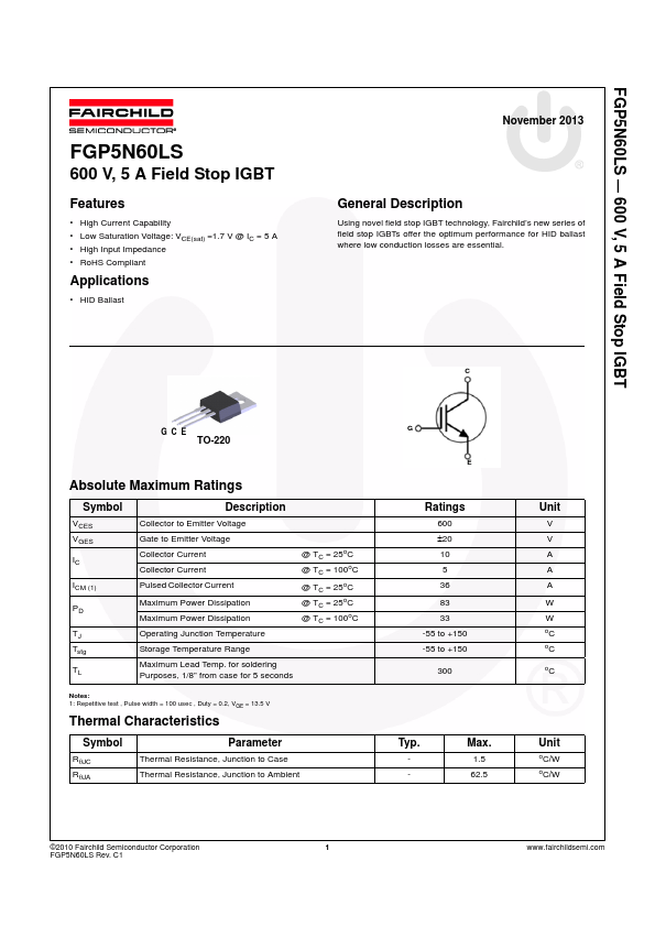 FGP5N60LS