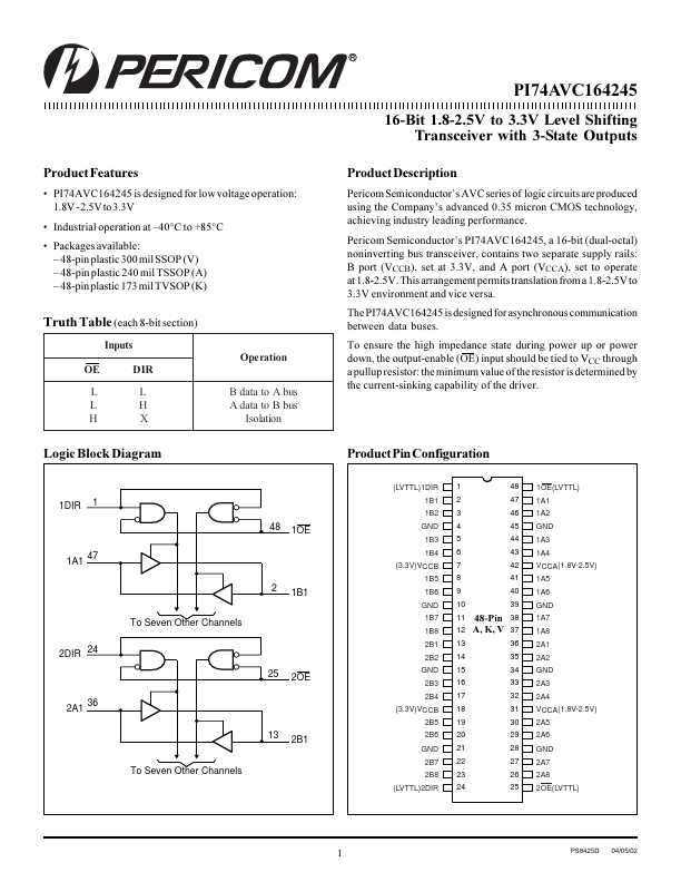 PI74AVC164245AV