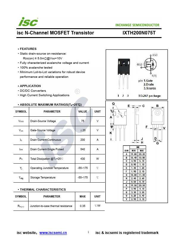 IXTH200N075T