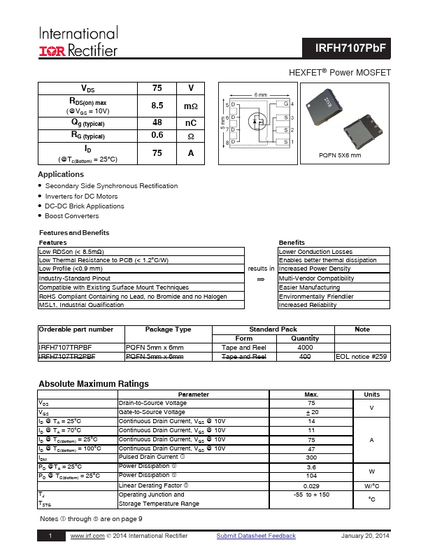 IRFH7107PBF