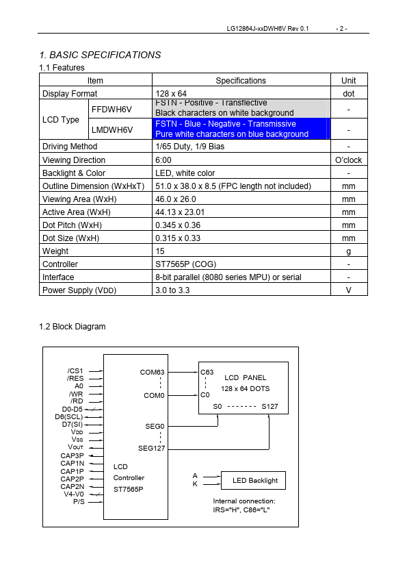 LG12864J-FFDWH6V