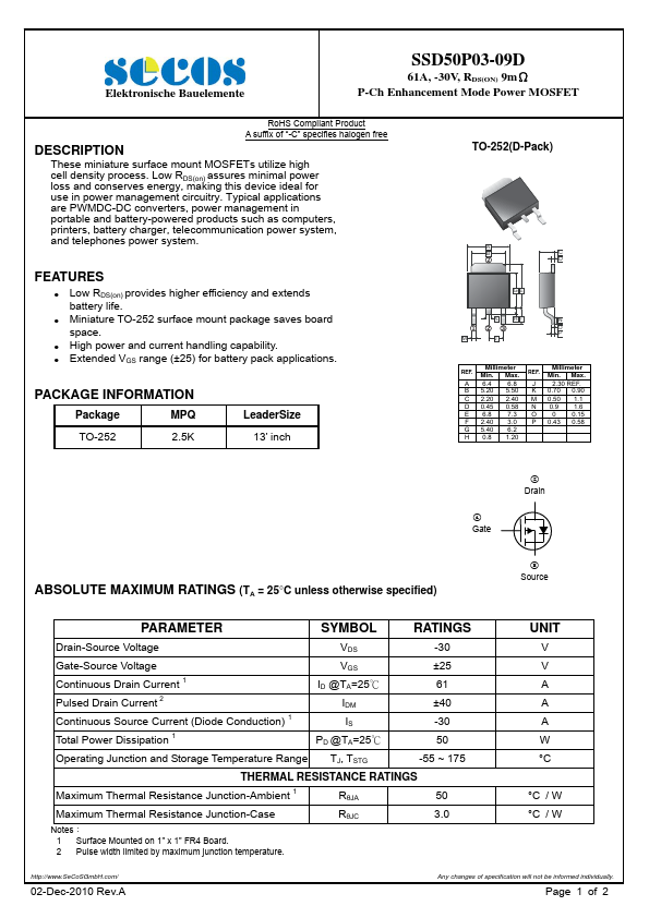 SSD50P03-09D