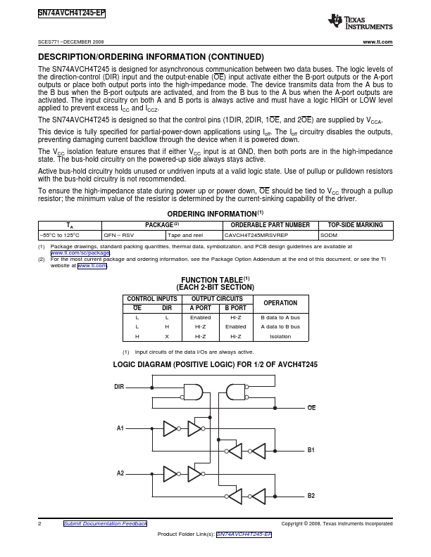 SN74AVCH4T245-EP