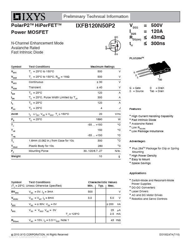 IXFB120N50P2