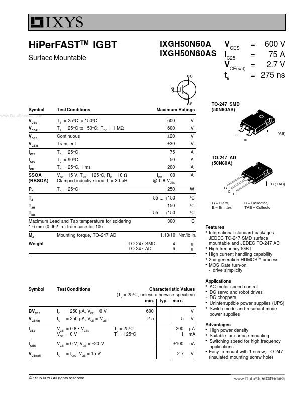 IXGH50N60A