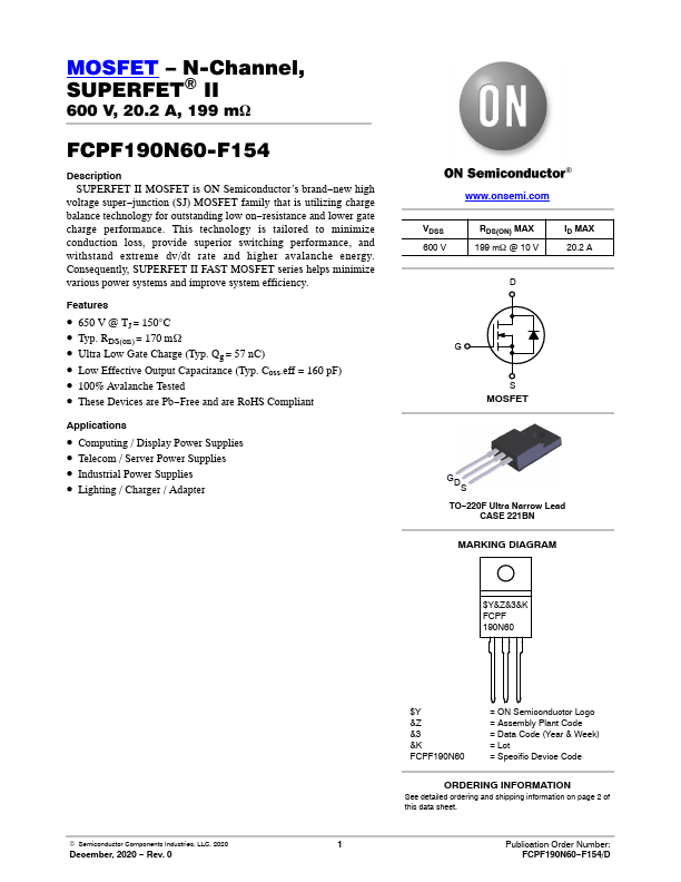 FCPF190N60