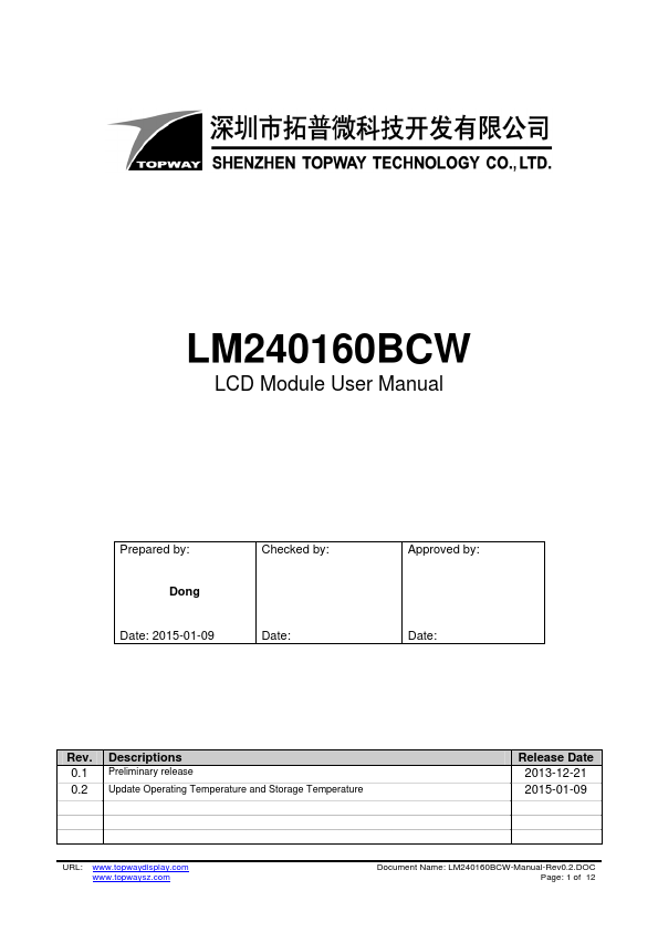 LM240160BCW