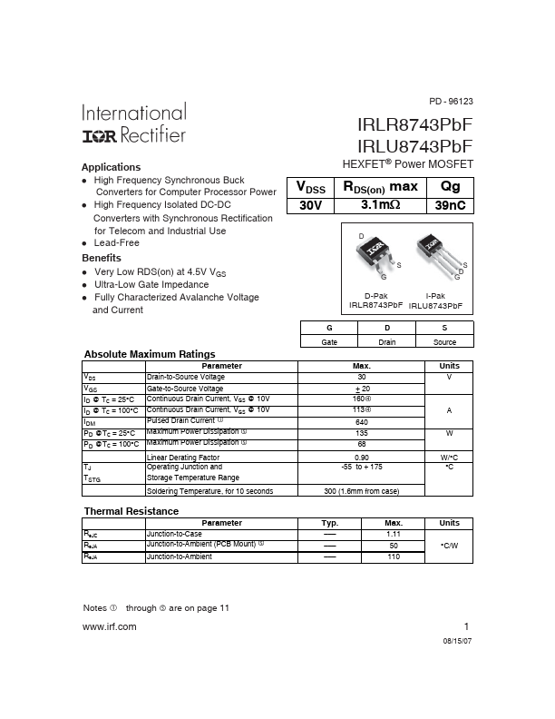 IRLU8743PBF