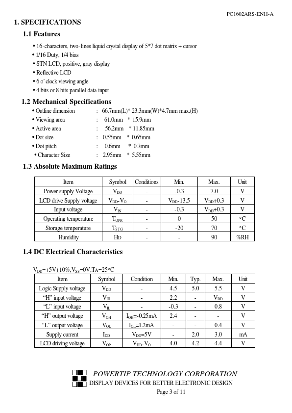 PC1602ARS-ENH-A