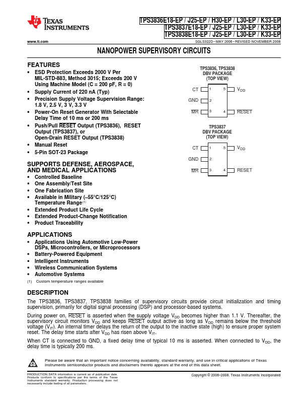 TPS3837J25-EP