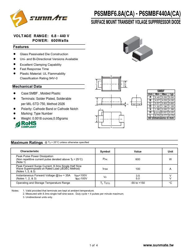 P6SMBF100