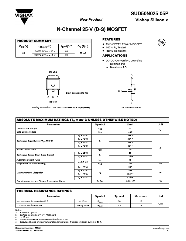 SUD50N025-05P