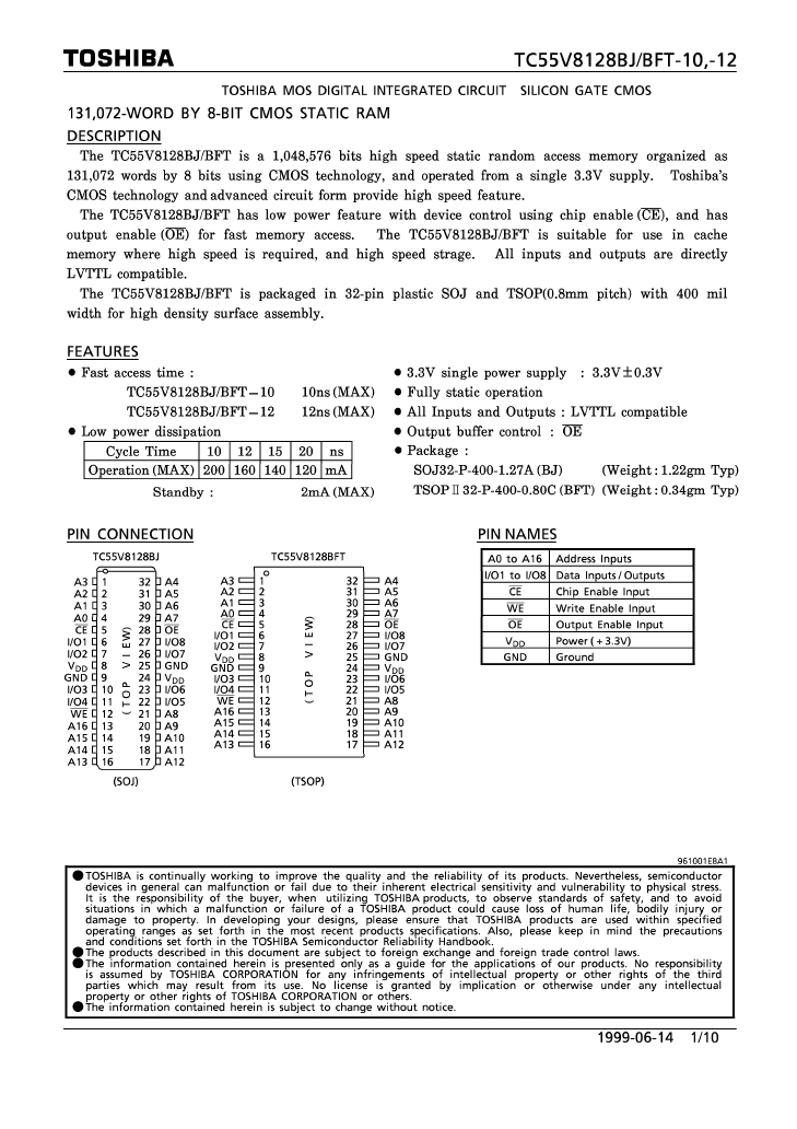 TC55V8128BJ-12