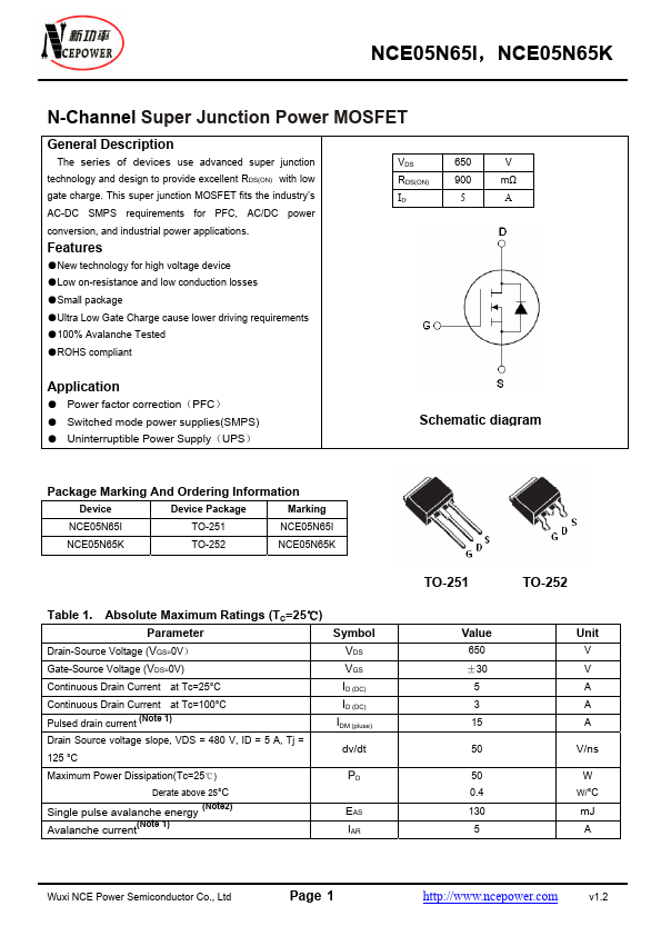 NCE05N65K