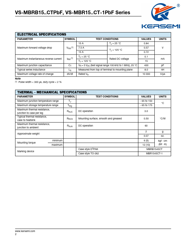 VS-MBRB1535CTPbF