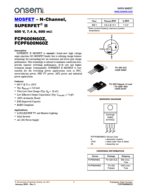 FCPF600N60Z