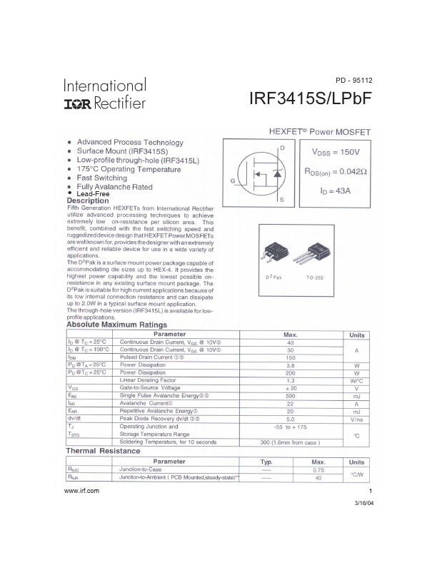 IRF3415LPBF