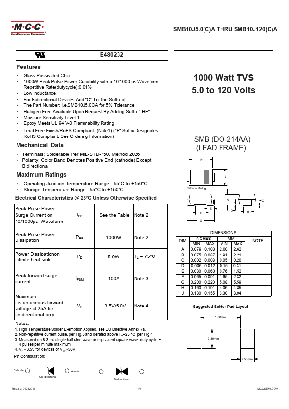 SMB10J5.0CA