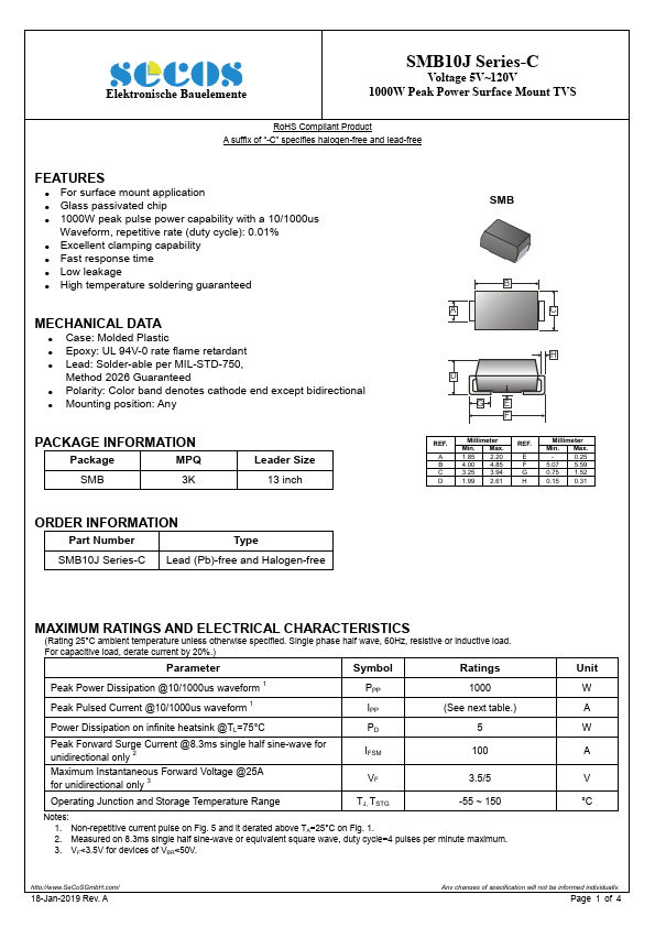 SMB10J100A-C