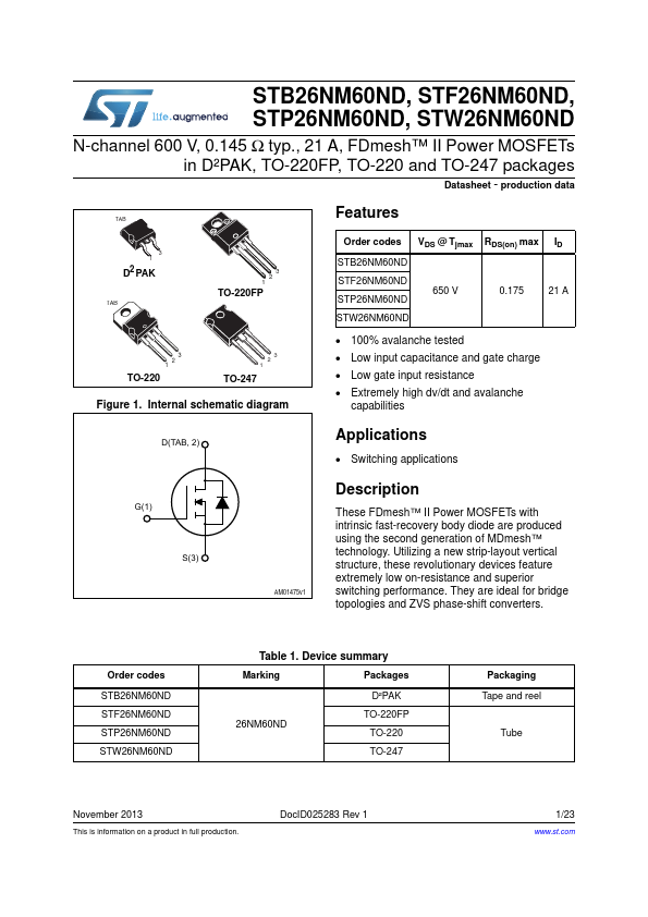 STB26NM60ND