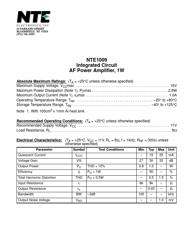 NTE1009