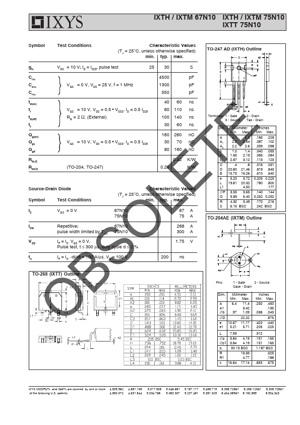 IXTM75N10