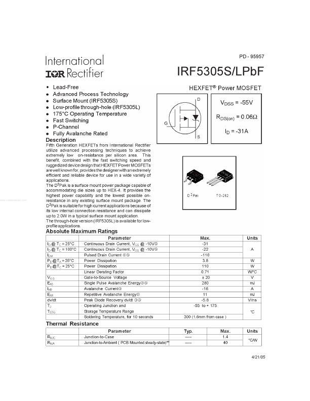 IRF5305SPBF