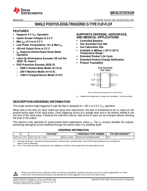 SN74LVC1G79-EP