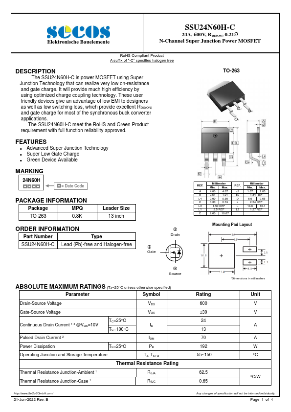 SSU24N60H-C