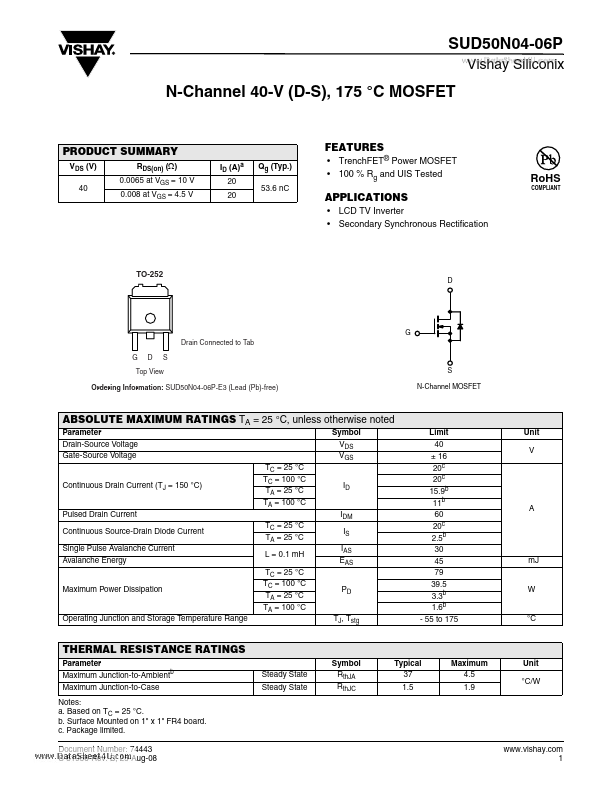 SUD50N04-06P