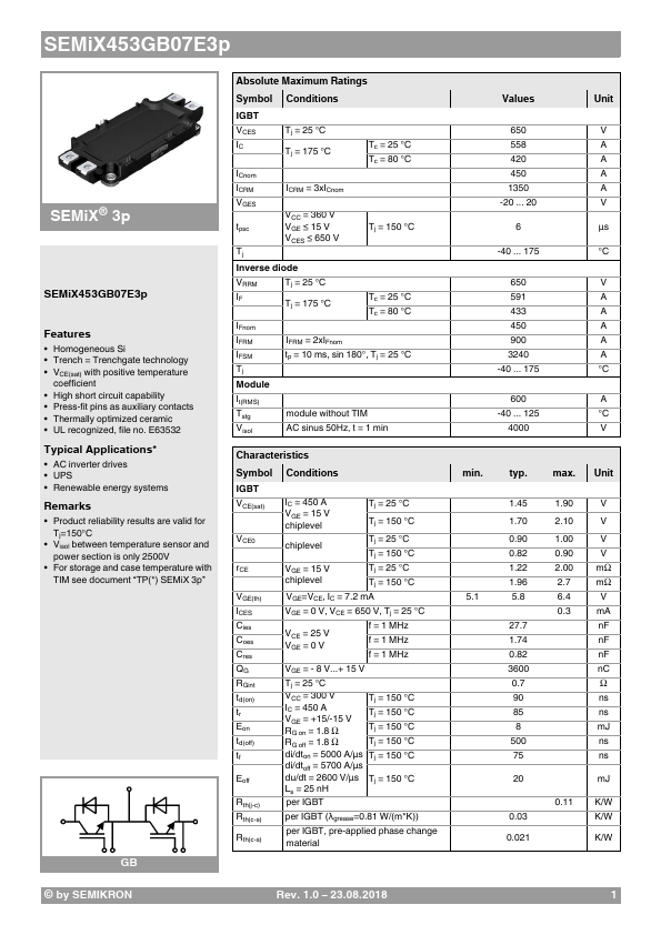 SEMiX453GB07E3p