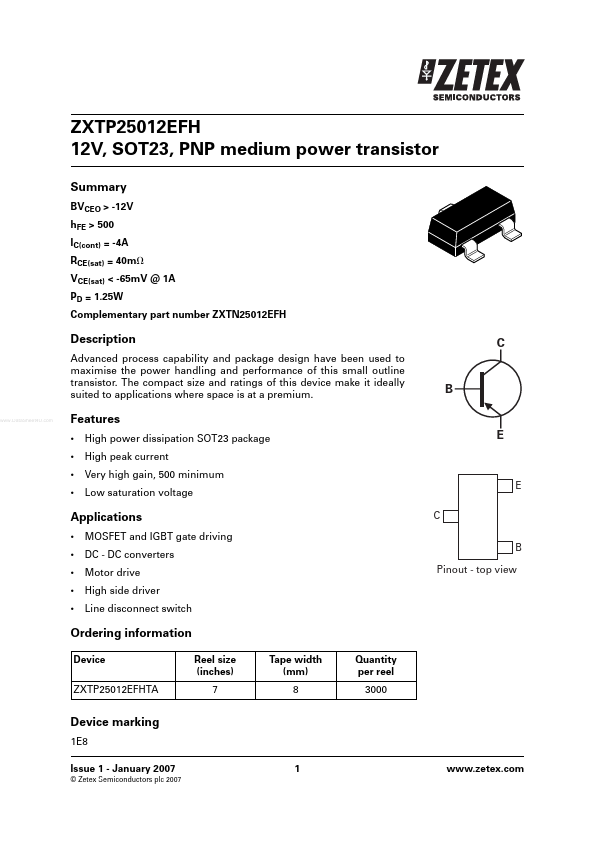 ZXTP25012EFH