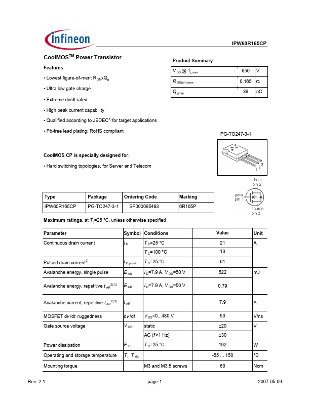 IPW60R165CP