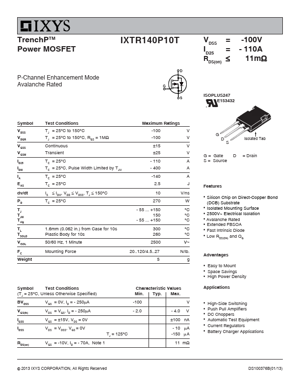 IXTR140P10T