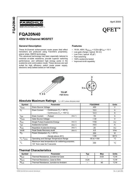 FQA20N40