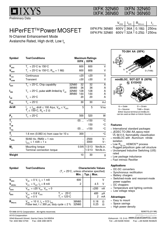 IXFN36N60