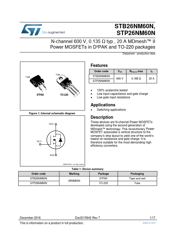 STB26NM60N