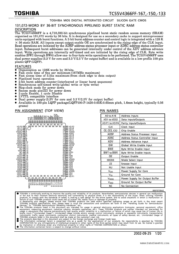 TC55V4366FF-133