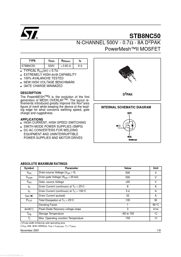 STB8NC50