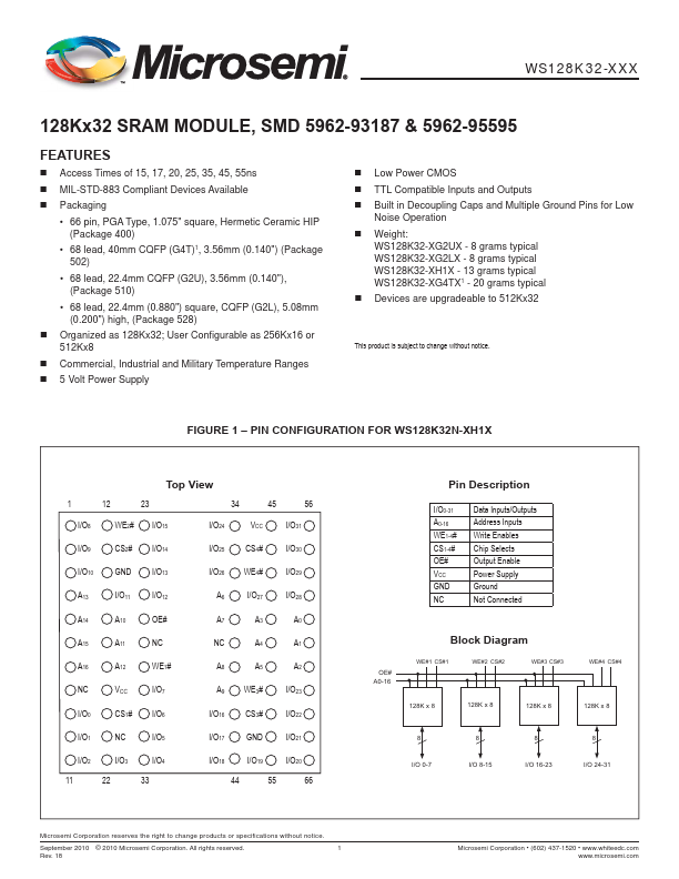 WS128K32-XG4TX