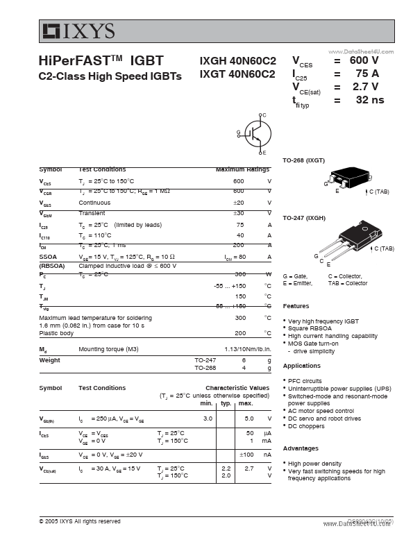 IXGH40N60C2