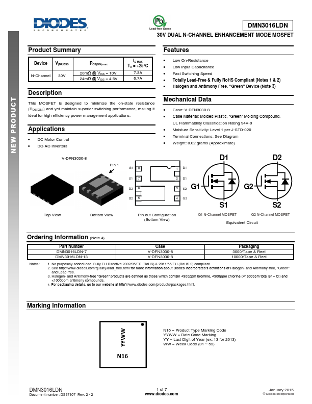 DMN3016LDN