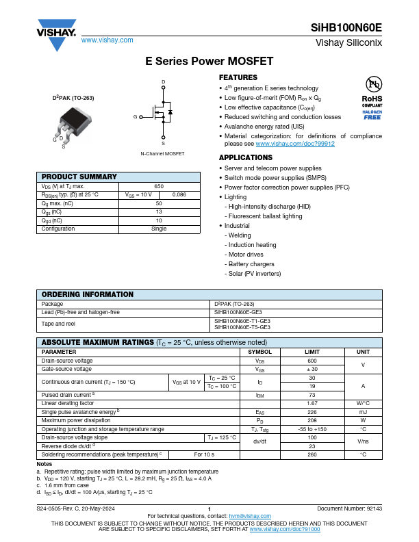 SiHB100N60E