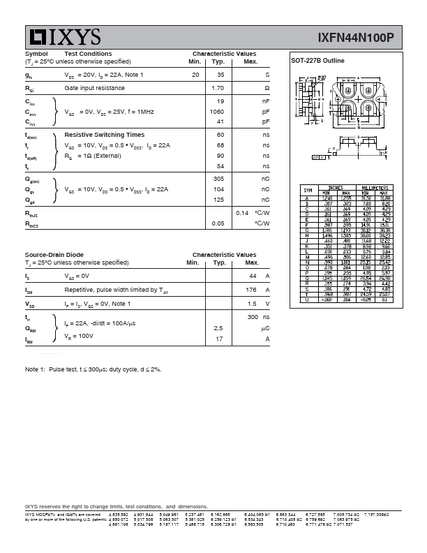 IXFN44N100P