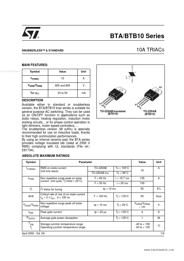 BTA10600B