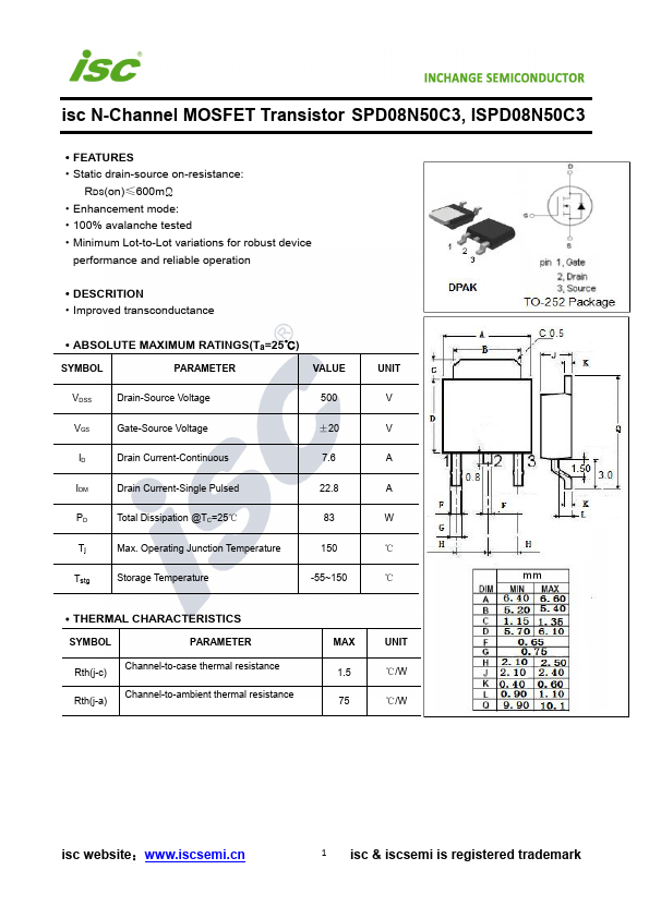 SPD08N50C3