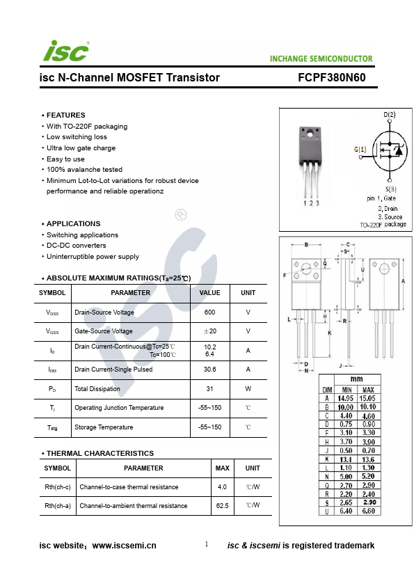 FCPF380N60