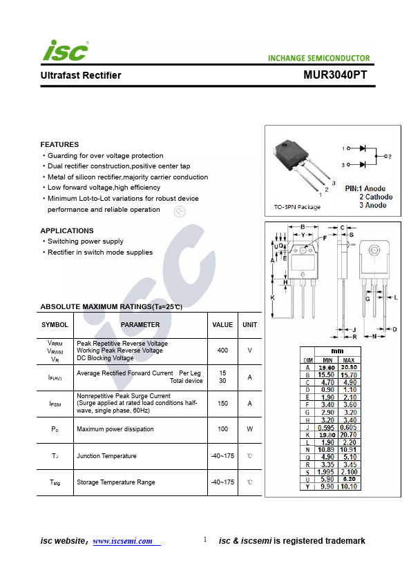 MUR3040PT