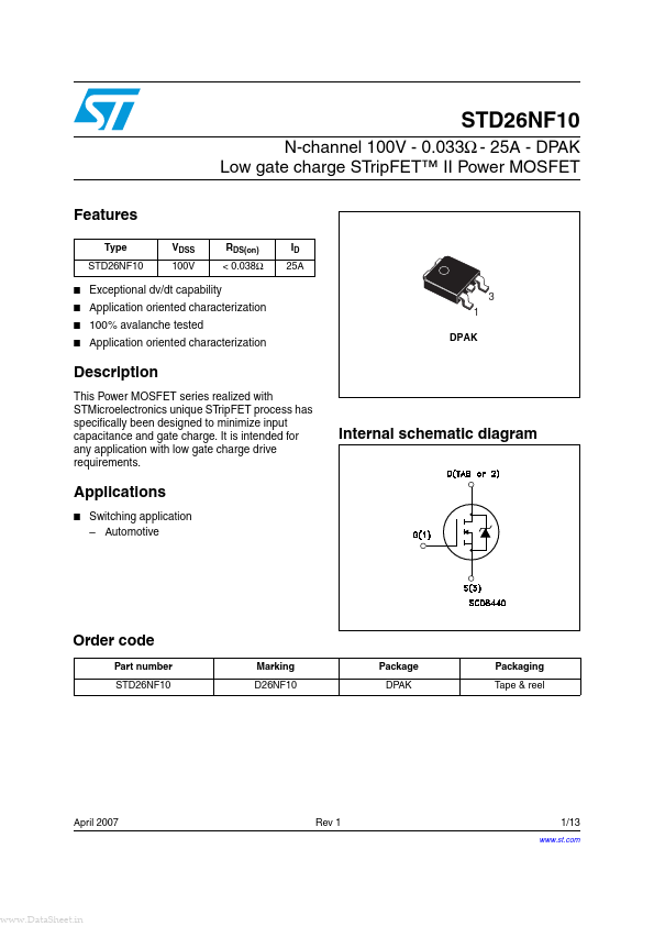 STD26NF10